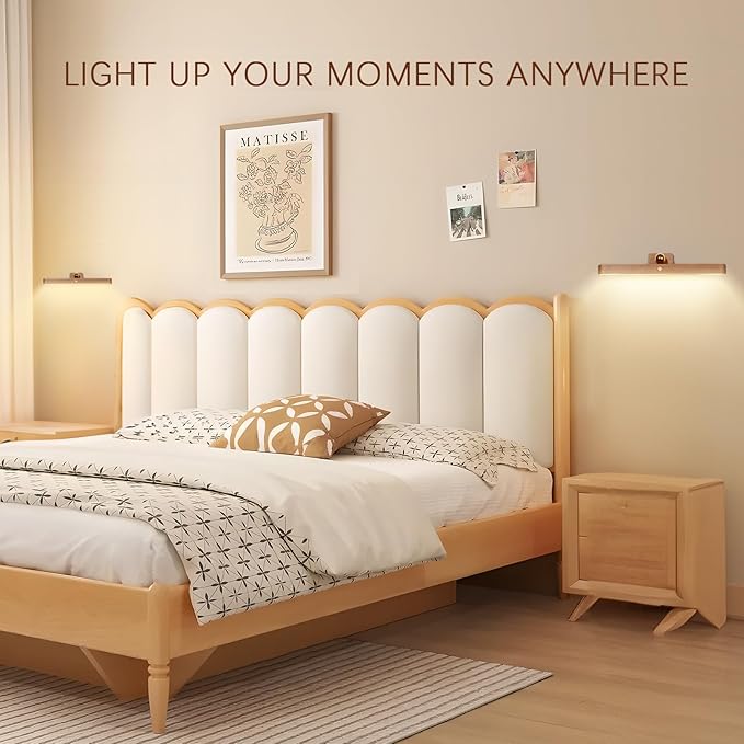 Led 360° Rotatable Magnetic Battery Operated Wall Lights USB Rechargeable Dimmable Led Vanity Night Light for Reading Light, Makeup Light and Household Lighting (Brown 1PCS)