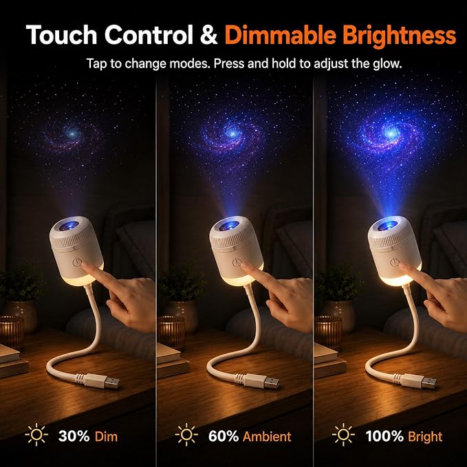 2027 New Hd Smart Dynamic 5d Holographic Night Light Projector, Plug and Play Hd Star Projector, 360° Adjustable Hd Galaxy and Ocean Projector for Bedroom Ceiling