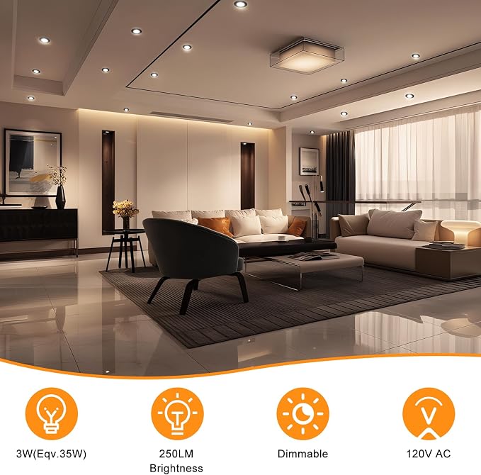 2 Inch LED Recessed Lighting, Dimmable Downlight 3W(35W Halogen Equivalent), CRI80, 3000K Warm White Ceiling Light with LED Driver(10 Pack)