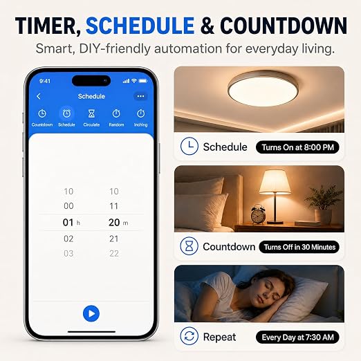 Smart Switch for Light 2 Gang, Neutral Wire Required, 2.4GHz Wi-Fi Switch Compatible with Alexa and Google Home, UL Certified
