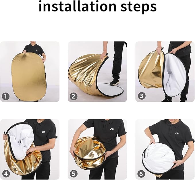 GODOX 32"x47"/80x120cm Collapsible Photography Light Reflector, 5-in-1 Oval Multi Disc Diffuser with Carrying Bag - Gold, Silver, Black, White, Translucent for Video Studio Outdoor Lighting