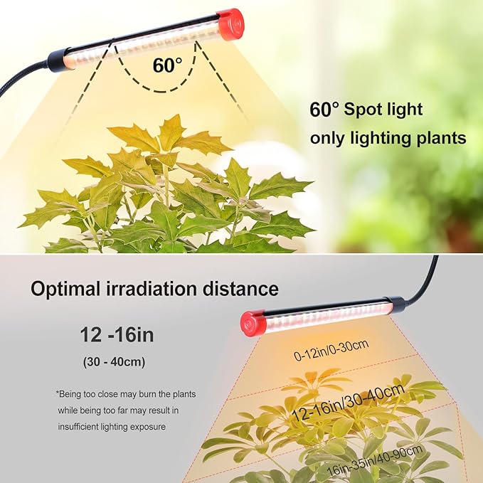 10Head Grow Light with Stand for Tall&Large Indoor Plants, Bonsai Tree, Big Coverage and Bright Plant Growing Lamps, 4/8/12/16/20H Timer, 90 Watt Power Draw, NO Need Adapter, 360° Gooseneck