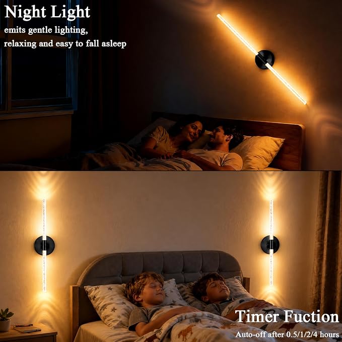 10000mAh Battery Operated Wall Sconce Lights Set of 2(Black,Bubble Crystal) | Rechargeable Wireless Wall Lights, Touch & Remote Control, 4CCT Dimmable Cordless Lamp for Bedroom Living Room Hallway 31.5in