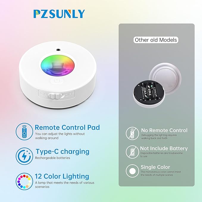 6 Pack Under Cabinet Lighting,Rechargeable Puck Lights with Remote | 1200mAh Battery Operated Tap Lights,RGB Dimmable Under Cabinet Lighting,Wireless Push Light,LED USB Shelf Light