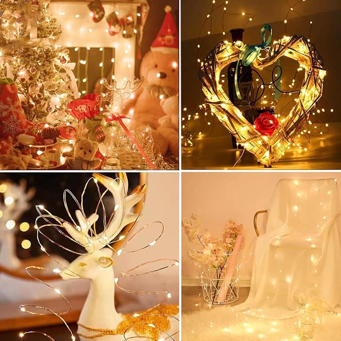 7 Pack LED Fairy Lights with Timer Battery Operated,3M 30 LED Firefly Lights Copper Wire Mini Twinkle String Lights,for Bedroom,Christmas,Wedding Decorations,Warm White