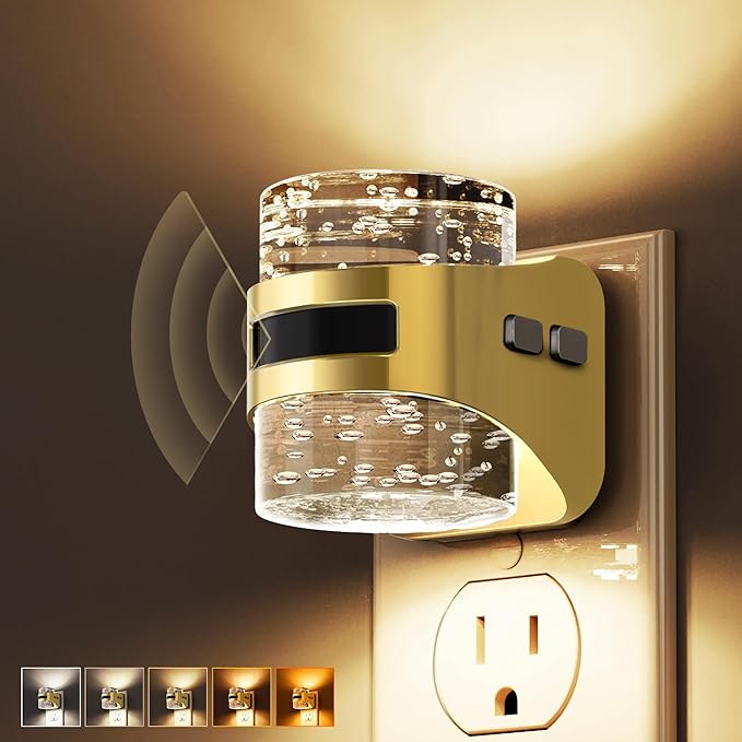 L LOHAS LED Motion Sensor Night Light,5CCT Night Lights Plug into Wall | Color Temperature Change Night-Light,Acrylic Bubble Dimmable Nightlight with Dusk to Dawn Sensor for Bathroom Hallway