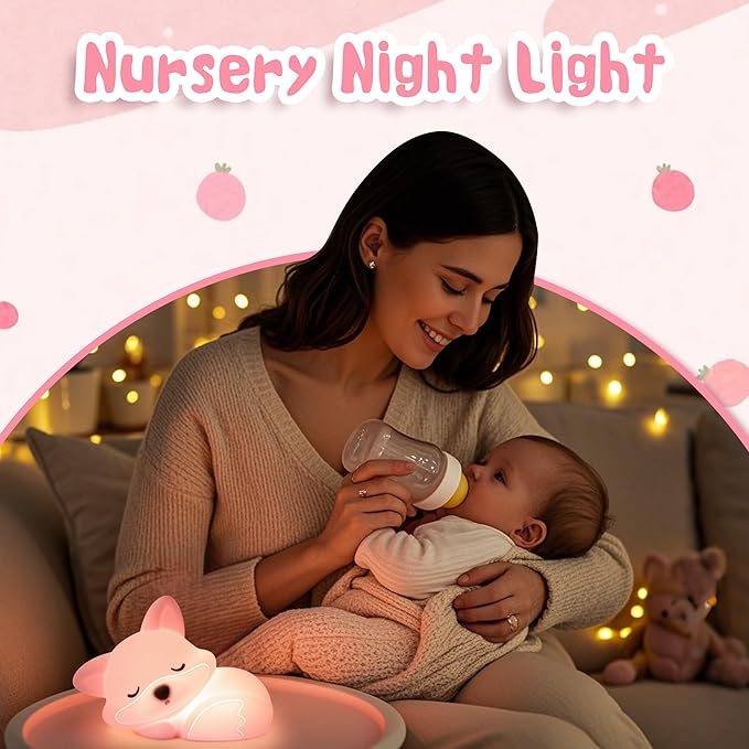 Fox Night Light, Cute Fox Silicone Night Light Gifts for Girls 8-12, Fox Lamp for Kids Child Baby Women Nursery, Animal Light with Touch Control, Timer and USB Rechargeable