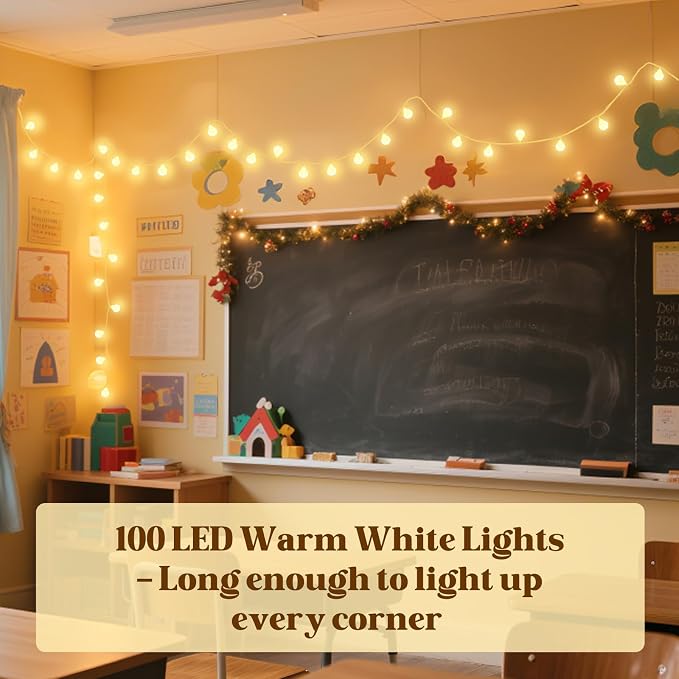 String Lights for Bedroom, 200 LED Globe Plug in Fairy Lights, 66FT Connectable Warm White Twinkle Lights with 8 Lighting Modes, Cozy Bed & Wall Decor, Waterproof for Outdoor Use