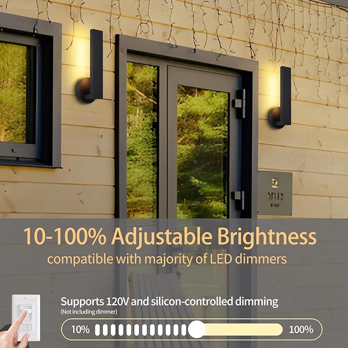 Aluminum LED 18W Modern Wall Sconces Set of 2 Black | Wall Lighting Indoor Outdoor Hardwired Wall Lights for Office,Porch, Bedroom, Bathroom, Living Room,Stairway