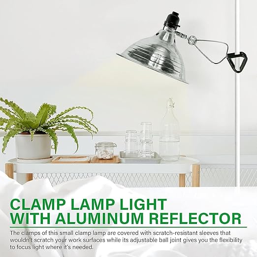 Simple Deluxe Clamp Lamp Light with Detachable 8.5 Inch Aluminum Reflector up to 150 Watts E26 Socket (No Bulb Included), 6 Feet Cord, UL Listed, 4 Pack