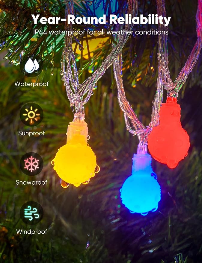 Minetom Multicolor Globe String Lights, 33 Feet 100 Led Fairy Lights Plug in, 8 Modes with Remote Mini Globe Lights for Indoor Outdoor Bedroom Party Wedding Garden Christmas Tree Decor, Multicolor