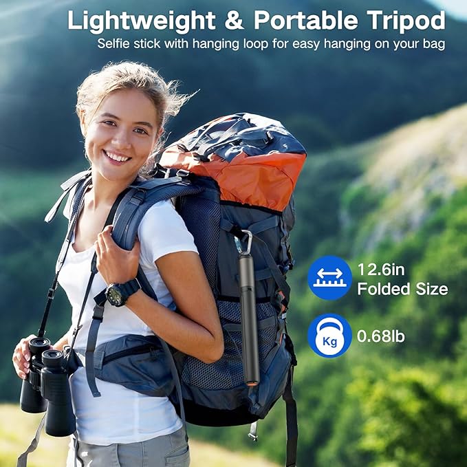 62 inch Selfie Stick Tripod for iPhone, Auto-Open Phone Tripod Stand with Magnetic Smart Remote Support Cell Phone Zoom in/Out,Front/Rear Camera Switch,Travel Selfie Stick for iPhone/Android