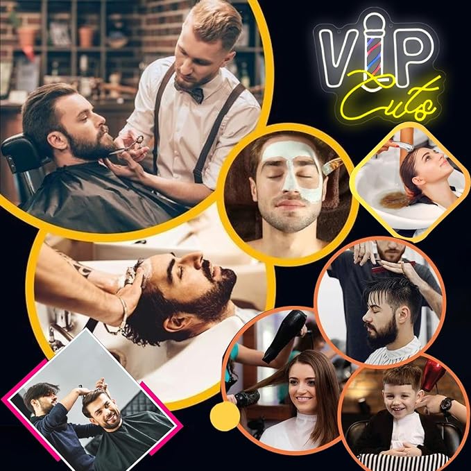 Barber Shop Neon Signs for Wall Decor,VIPcuts Neon Signs for Business LED Neon Lights Signs for Barber Shops Hair Salon Beauty Store Studio Birthday Christmas Gift for Hairdresser
