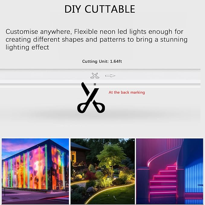 65.6ft RGB Neon Rope Light, Commerial Grade Waterproof RGB Neon Rope Lights with Remote, 110V 120V Plug-in Neon Strip Lights with Dimmable Power Adapter for Outdoor,Indoor Using