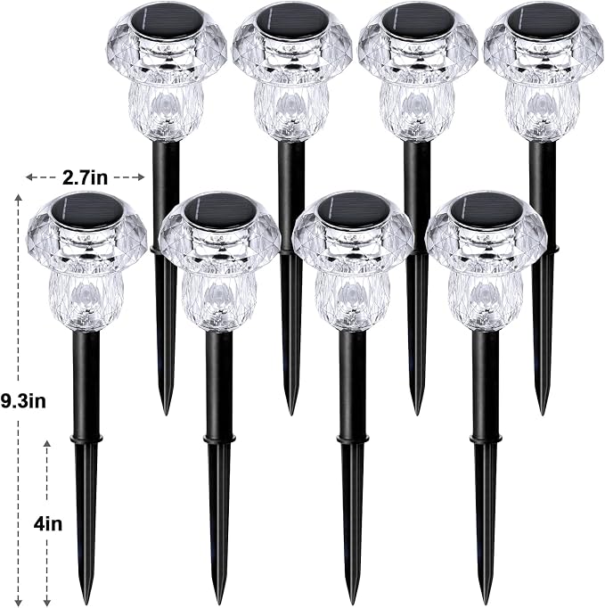 16 Pack Solar Lights Outdoor Color Changing Mushroom Garden Lights | Waterproof Pathway Yard Walkway Landscape Path Lighting for Outside, Auto On/Off Decorations, Acrylic Diamond-like Lampshade