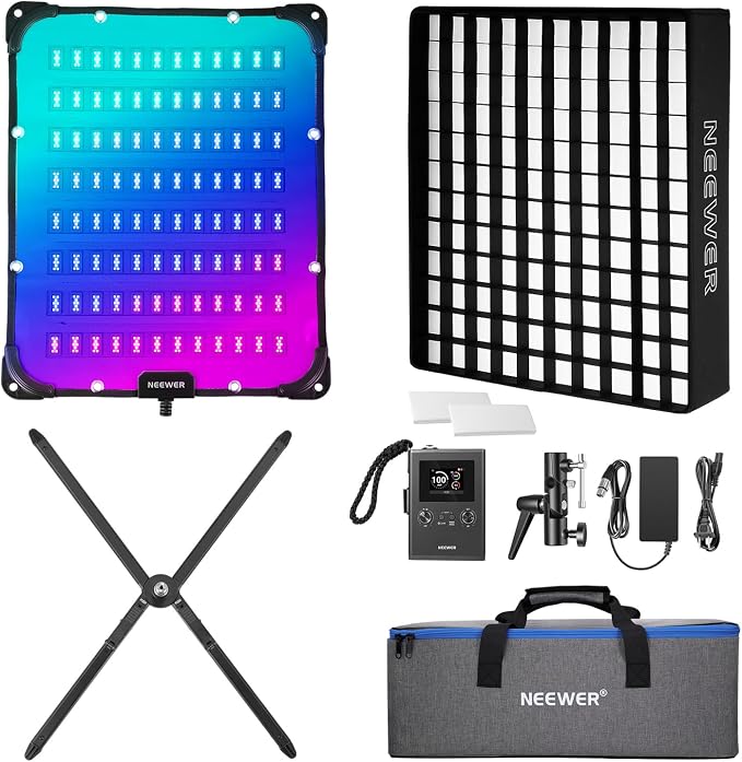 NEEWER 115W Flexible RGB Video Light, APP/2.4G/DMX Control LED Panel Light Mat Kit with Softbox, 2500K-10000K 14700lx/0.5m CRI96+, Key Lighting for Studio Photography Streaming Video Recording, FL100C