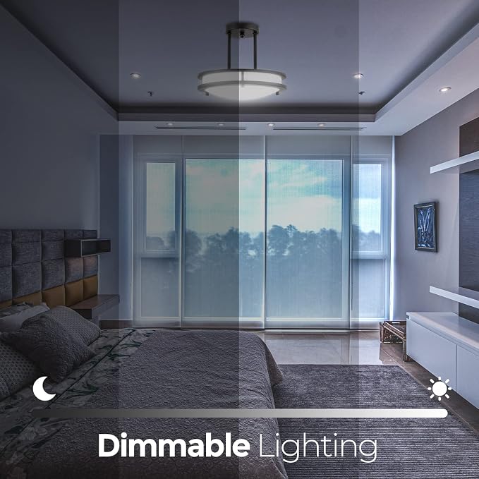 Diodesy- Semi Flush Mount Double Ring Ceiling Light 12-Inch Modern Close to Ceiling LED Light Fixture Oil Rubbed Bronze for Hallway Bedroom Living Room Kitchen Dimmable 30K/40K/50K 3CCT 15W 1050 Lumen
