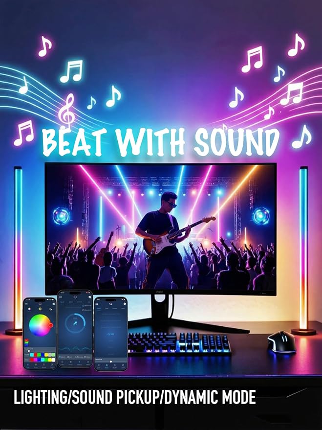 RGB LED Backlights for Monitor, Smart App Control Multiple Modes, Music Sync, USB Port (for 24in Monitor, Standard)