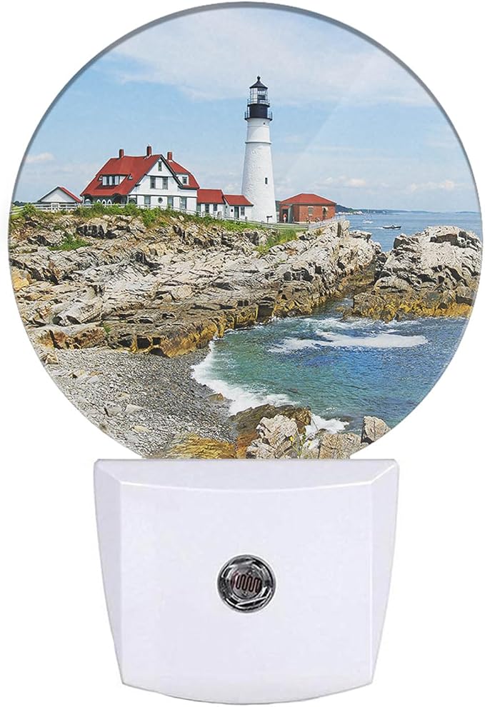 EKOBLA Lighthouse Night Light, Coastal Seaside Lighthouse Night Lights Plug Into Wall for Bedroom, Living Room and Bathroom