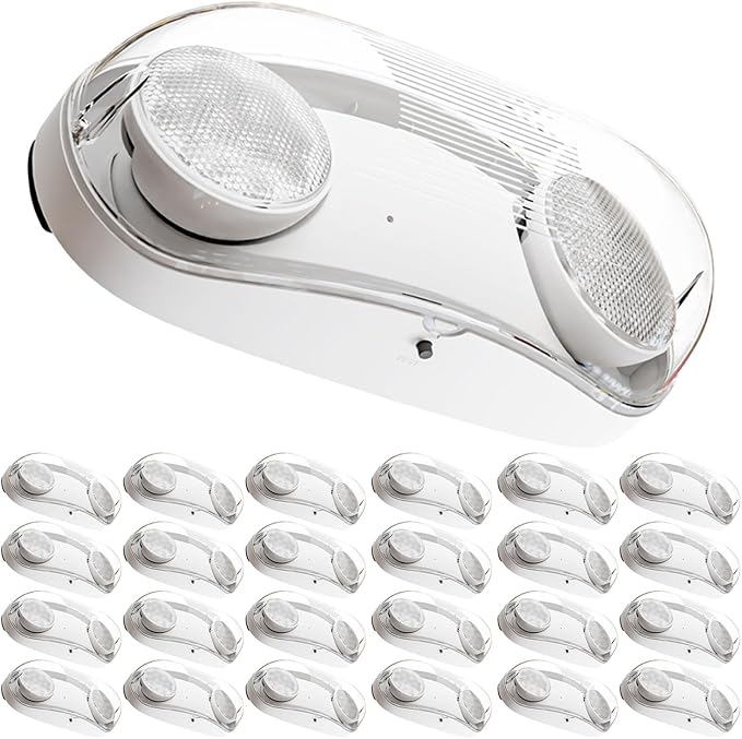 Sunco 24 Pack LED Emergency Light with 90 Minute Battery Backup, 2.4W | 400LM, 6500K, IP65 Wet Rated, 277V, 2-Head Adjustable Exit, Fire Resistant, Egress, AC120-277V, for Outdoor, UL