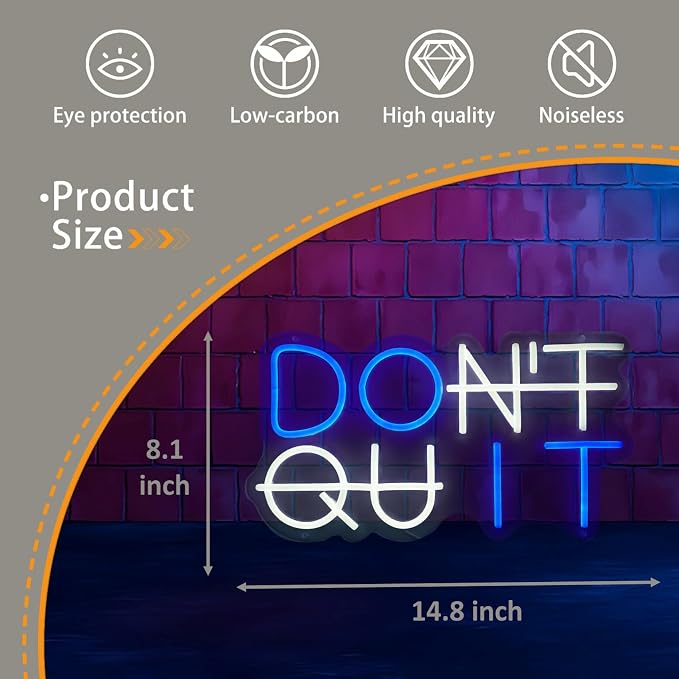 Don't Quit Led Neon Sign for Wall Decor, DO IT LED Neon Lights Decorations,Neon Lights adjustable for Office Room, Gym Room, Man Cave