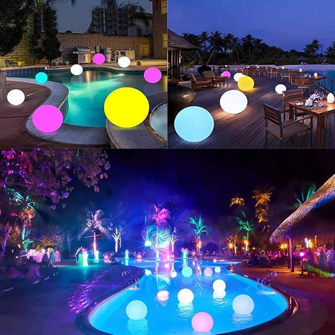 LOFTEK 20-inch Rechargeable LED Ball Light, Large Floor Lamp, Mood Lights | 16 RGB Color Changing, Waterproof Floating Pool Lights, Dimmable Globe Lamp for Home Garden Patio Lawn Party Decor