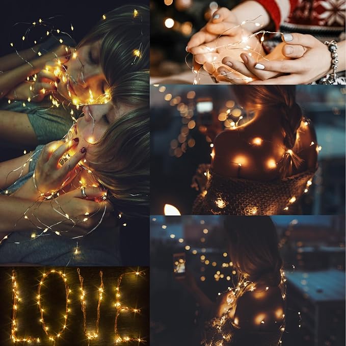 CYLAPEX 12 Pack Fairy Lights String Battery Operated Fairy Lights, 20 LED on 7ft Silvery Copper Wire, Firefly Lights Warm White for Wedding Party Mason Jar Christmas Decorations Bedroom Decor