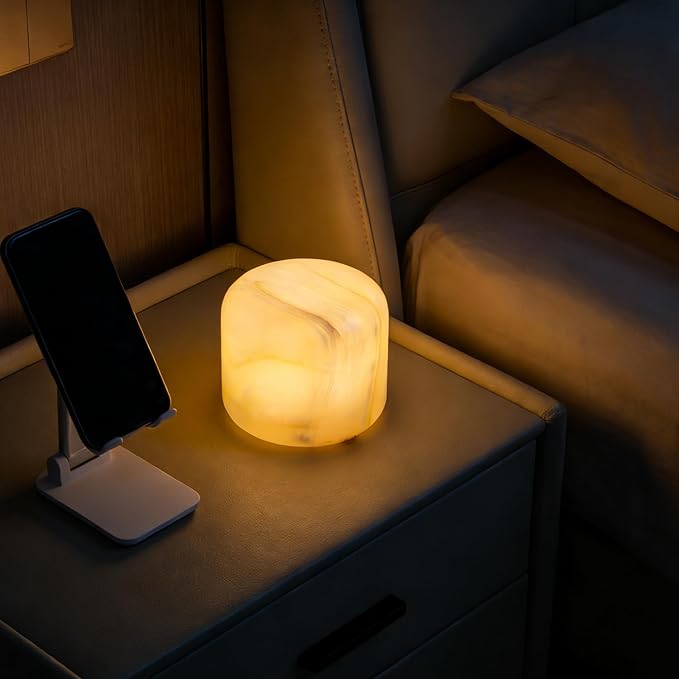Marmor Marble Lamp Table Lamp Unique Lamp Type-C 3 Way Bedside Lamp Ambient Lighting for Bedroom Night Stands Night Light Decorative LED Warm Ambient Portable Lamp for Rechargeable (Eastern Jade Glow)