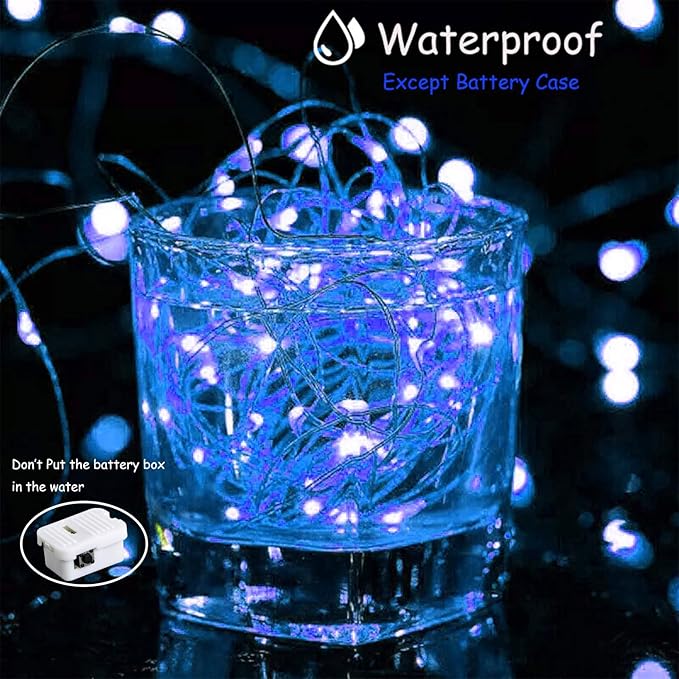 ZGWJ Fairy Lights Battery Operated, 50 Pack Twinkle String Lights 20 LED 7FT 3 Lighting Modes for Bedroom Decor, Easter, Halloween, Christmas, Party Indoor and Outdoor Decoration (Blue, 50PCS)
