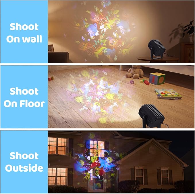 Underwater World Projector, 270° Adjustable Night Light Projects 16 Automatic Rotation Marine Animal Patterns, Bedroom Decor for Kids, Ideal Birthday Gift for Boys and Girls