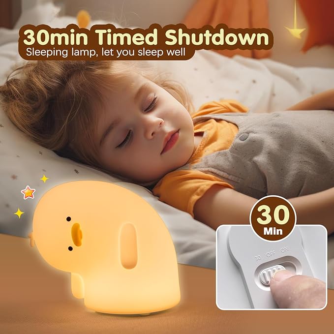 VTIGER Why Duck Night Light, LED Squishy Cute Lamp, Silicone Duck Light for Kids, Dimmable Girls Baby Bedroom Nightlight, Rechargeable Touch Lamp for Breastfeeding Nursery Decor