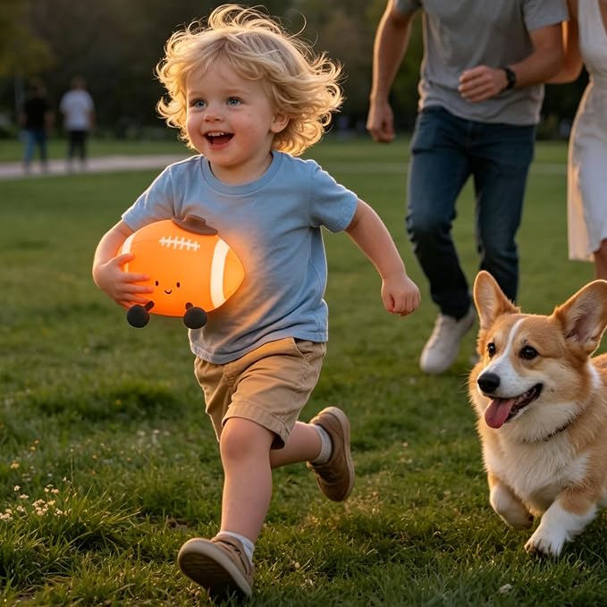 YISUN Football Night Light, Soft Silicone Nursery Night Lamp, Rechargeable Dimmable Rugby Night Lights with Timer, Cute Night Lights for Kids Room Decor Birthday
