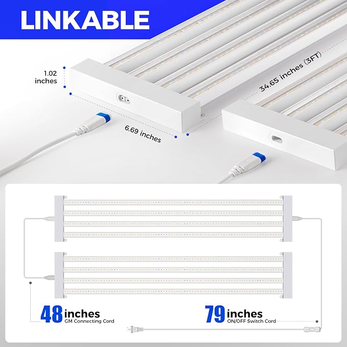 Barrina TX-L63 3FT LED Grow Light, 63W, 4 Panels Wider Coverage, High PPFD | Full Spectrum with 730nm IR LEDs, High PPFD, Linkable to 5, Hanging Plant Lights for Indoor Greenhouse, Veg, Seeding, 1 Pack
