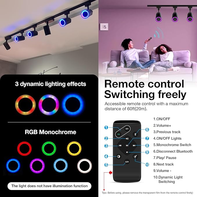 Gsou Track Lighting Speakers, Track Light Bluetooth Speaker for Smart TV, H Type Track Head/Rotatable/Plug in,Light Color Changing,Music Syn, Bluetooth Ceiling Speakers for Home Kitchen,Karaoke,Game