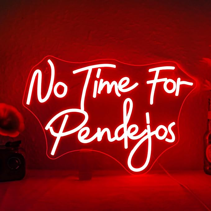 No Time for Pendejos Neon Sign Red Led Neon Light for Wall Decor Dimmable USB Spanish Language Neon Light Up Signs for Classroom Coffee Shop Bar Bedroom Study Room