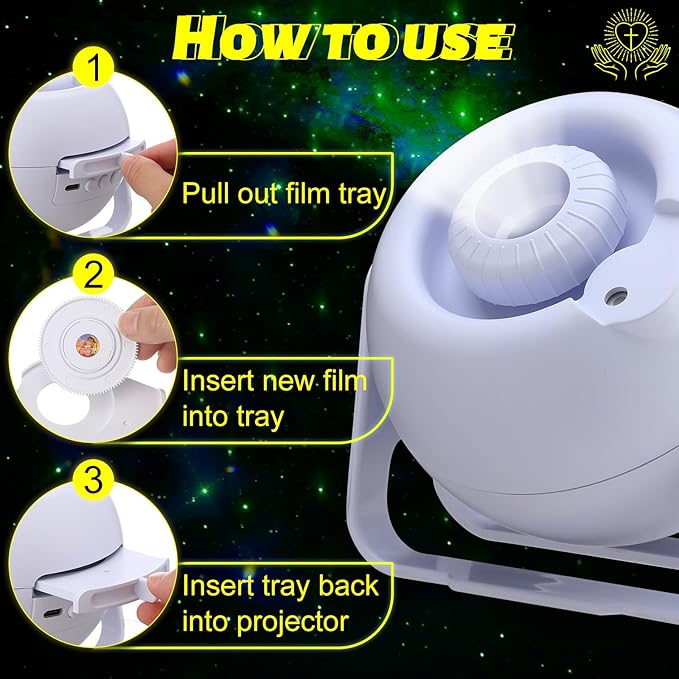 Bible Verses Projector Galaxy Projector Includes 6 Interchangeable Christian Discs Night Light Set Project Religious on Walls or Ceilings for Gift