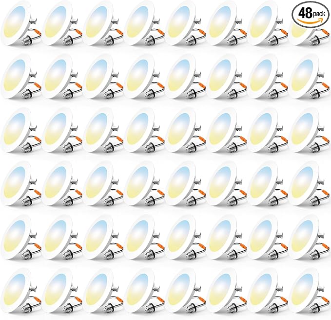 FREELICHT 48 Pack Retrofit LED Recessed Lighting 4 Inch, 5CCT, White | 2700K/3000K/4000K/5000K/6000K Selectable, Dimmable Flat Can Lights, 700LM Brightness, 7W=60W, IC & Damp Rated, ETL & FCC