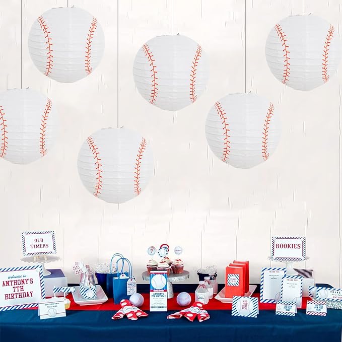 BEISHIDA 8Inch Baseball Paper Lanterns 12Pack Hanging Round Chinese Lantern | Paper lanterns party decorations,Chinese/Japanese Paper Lanterns,Birthday,Wedding,Christmas,Home decorative outdoor