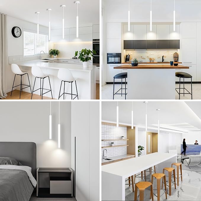 Modern Pendant Lights 4000K White LED Dimmable Pendant Light Fixtures Pendant Lighting for Kitchen Island,Bar,Bedroom, 15.7inch, 10W, ETL, 3Pack
