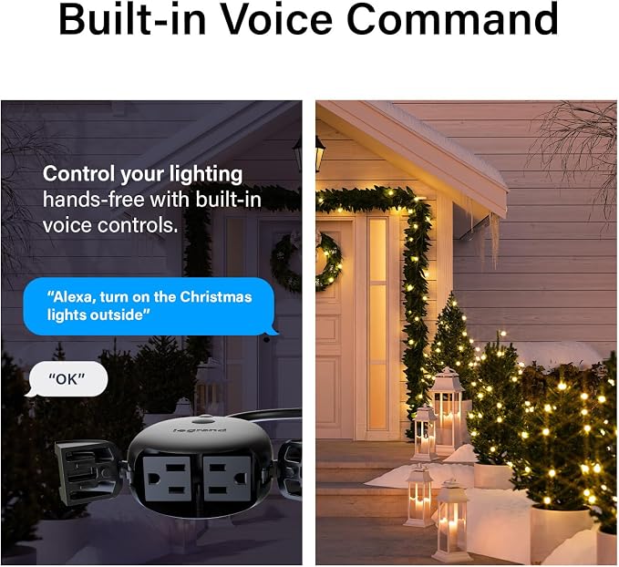 Legrand Radiant Wi-Fi Matter 15 Amp Smart Dual Outdoor Plug, Black, 1 Pack | Effortless Setup, Compatible with Alexa, SmartThings, HomeKit and Google, Matter Smart Hub Required, Set Scenes, Save Energy