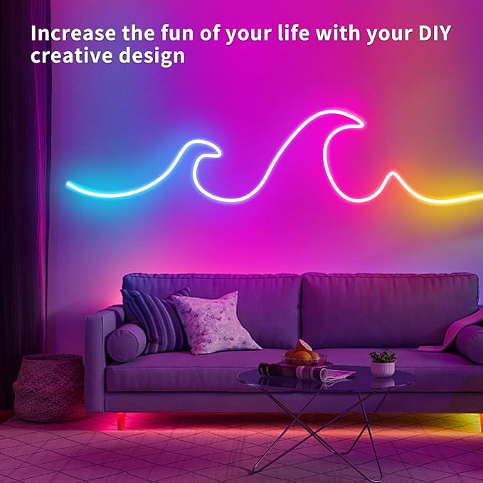 segrass LED neon Lights Strip 132FT,DC 24V RGB LED neon Light Strip APP Remote Controls Control Waterproof Flexible Neon LED Rope Lights for Bedroom,Playroom,Outdoors Decor（2 Rolls of 66ft）