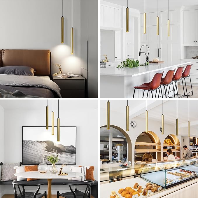 Modern Pendant Lights 4000K Bronze LED Dimmable Pendant Light Fixtures Pendant Lighting for Kitchen Island,Bar,Bedroom, 15.7inch, 10W, ETL, 3Pack
