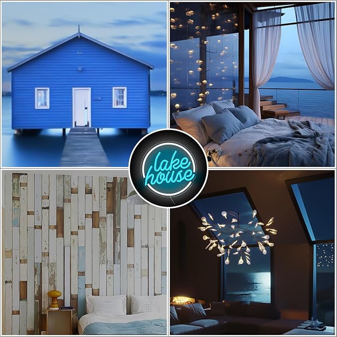 Lake House Neon Sign Dimmable LED Neon Light for Lake House Decor Lake Life Light up Signs Led Neon Signs for Lakeside Holiday Wall Decor