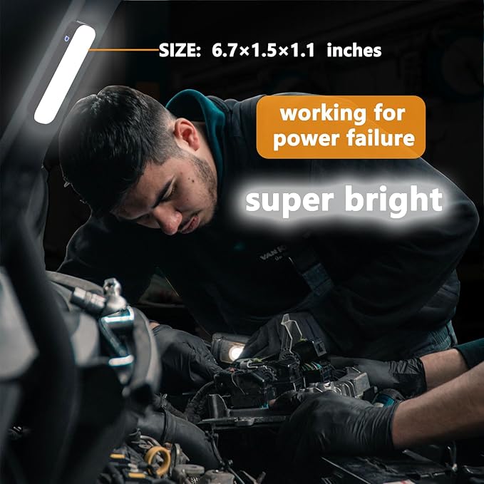 Rechargeable LED Magnetic Work Light Bar 5500mAh,6500K Daylight Portable Emergency Lighting for Home Power Outages,Camping,Automotive Repairs,Under Hood & Workshop(1 Pack)