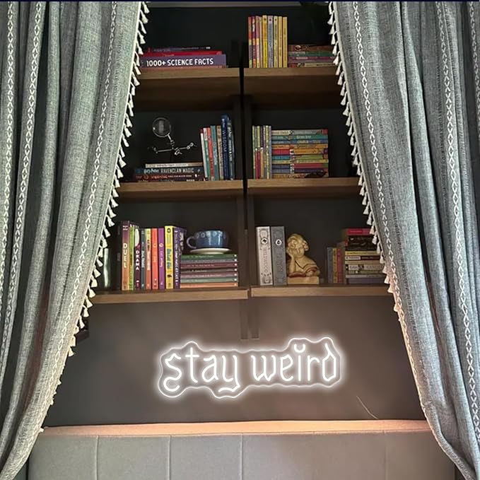 Stay Weird Neon Sign White Neon Signs for Wall Decor Neon Light Sign with USB Neon Lights LED Neon Sign for Bedroom Living Room Study Room LED Signs for Wall Decor
