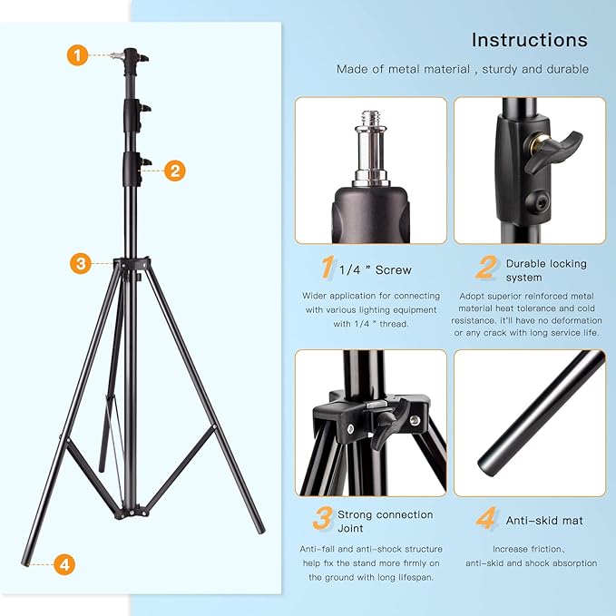 Godox Aluminum Photography Light Tripod Stand for Studio Photographic Lighting, Softboxes, Umbrellas, Backgrounds - 240CM, 94 Inches
