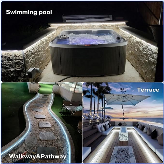 FORT White neon strip lighting - 120leds/m dotless ETL IP65 waterproof exterior neon led lights for outdoor use - weather-resistant rope lighting - 120v led strip lights for home and commercial 16.4FT