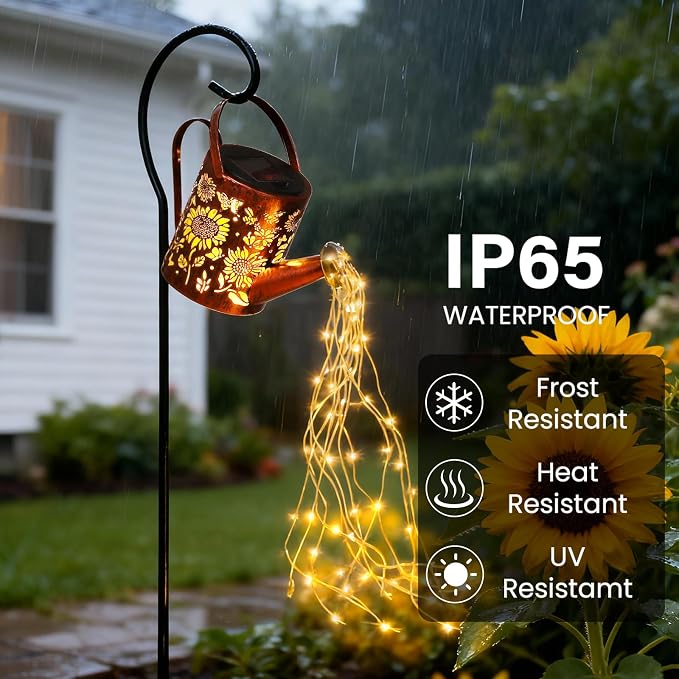 Sunflowers Solar Lights Outdoor Garden Sunflower Gifts, Gardening Gifts, Solar Watering Can Lantern Gifts for Mom Grandma Women, Patio, Yard, Pathway Lantern Decoration Gifts for Mom Grandma Women
