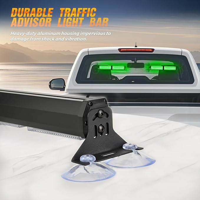 Nilight 40LED Green Emergency Strobe Traffic Advisor Light Bar with Suction Cups Dash Safety Warning Hazard Flashing Lights Interior Front/Rear Windshield for Trucks Construction Vehicles | with Suction Cups Dash Safety Warning Hazard Flashing Lights I...