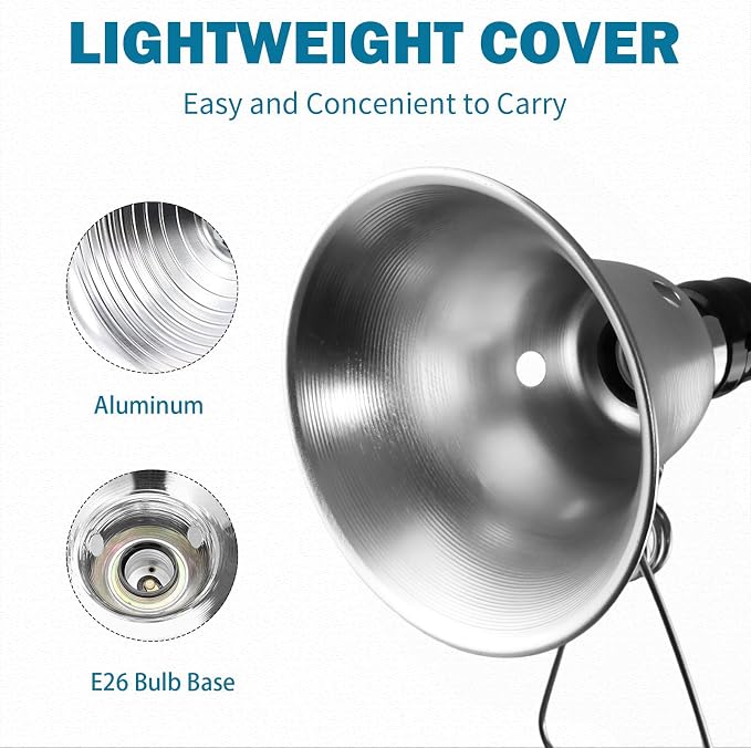 EP Clamp Lamp Light with Detachable 5.5 Inch Aluminum Reflector, 60 Watt E26 Socket (No Bulb Included), 6 Foot 18/2 SPT-2 Cord Cord, 1 Pack